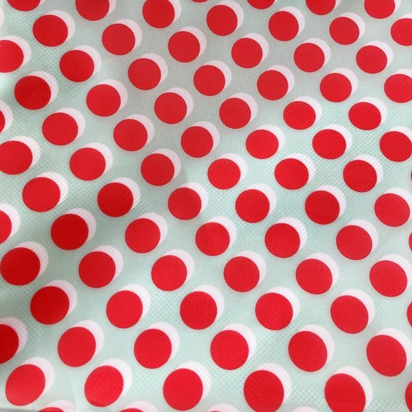 3/$36 - New! Clinique reversible tote bag red w/ mint green handles / polka dot - Picture 4 of 5